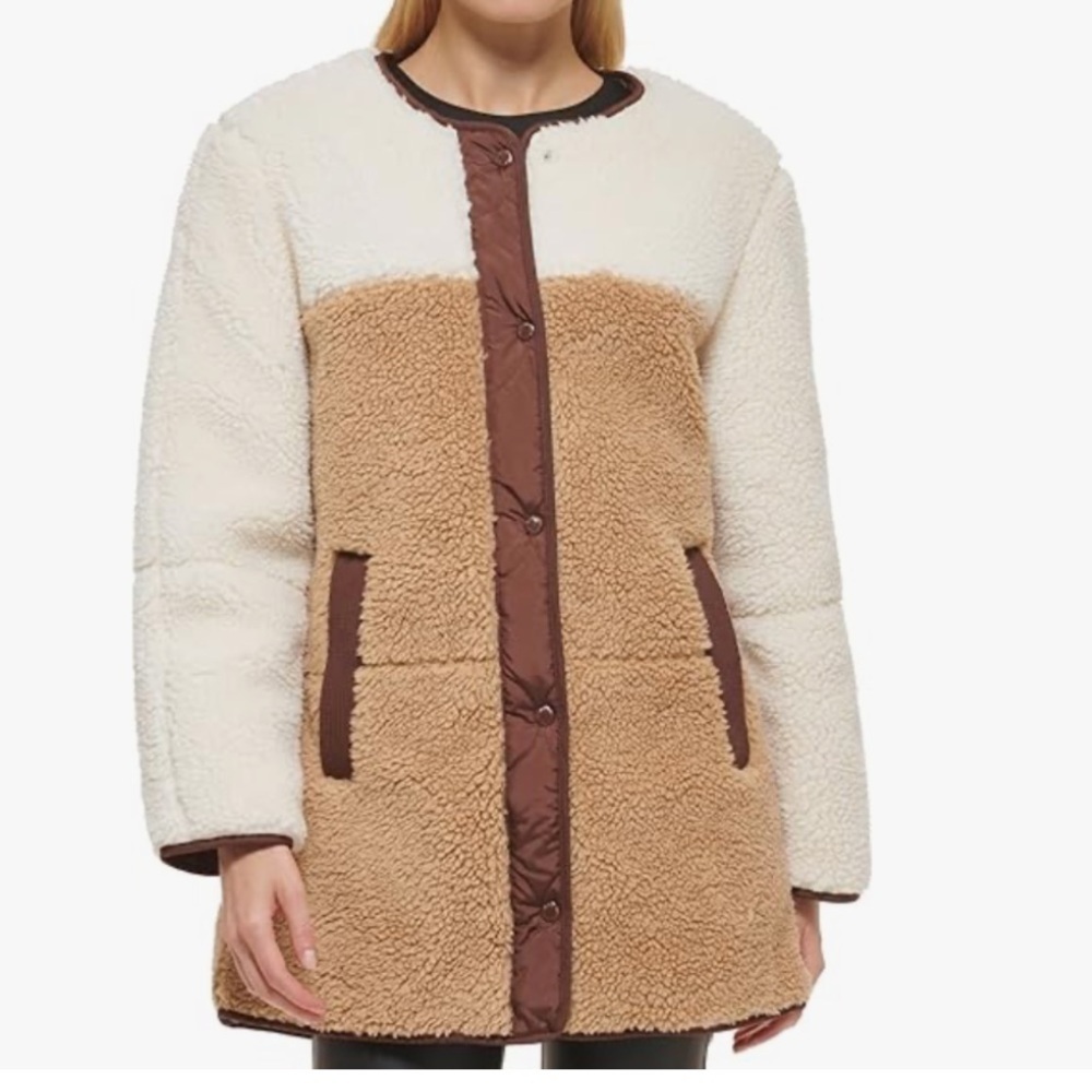 Levi's Women's Midlength Sherpa Coat with Reversible Wear XXL